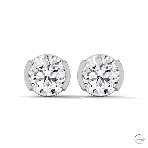 1.30 CT. Round Bezel Diamond Stud Earrings