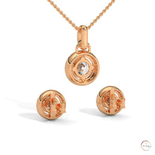 1.40 CT. Halo Diamond Pendant & Studs Set