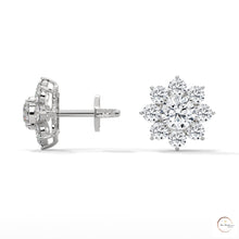 1.50 CT. Diamond Flower Cluster Stud Earrings