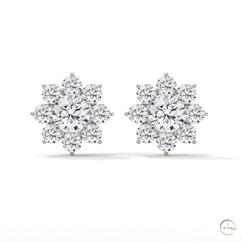 1.50 CT. Diamond Flower Cluster Stud Earrings
