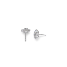 Luxury 14K Gold Diamond Cluster Stud Earrings with a floral-inspired design, featuring ethically sourced diamonds set in white gold with secure push-back closure.