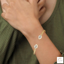 1.60 Ct. Open Bangle with Pear Lab Diamond Accents