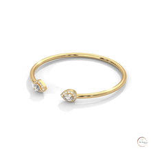 1.60 Ct. Open Bangle with Pear Lab Diamond Accents