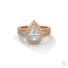 1.60 Ct. Pear Halo Lab Diamond Engagement Ring