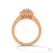 1.60 Ct. Pear Halo Lab Diamond Engagement Ring