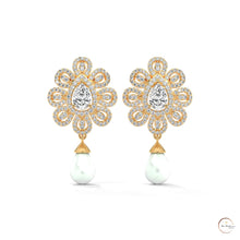 1.70 CT. Diamond & Pearl Teardrop Earrings
