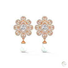 1.70 CT. Diamond & Pearl Teardrop Earrings