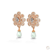 1.70 CT. Diamond & Pearl Teardrop Earrings