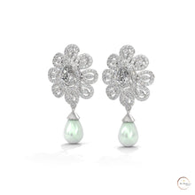 1.70 CT. Diamond & Pearl Teardrop Earrings