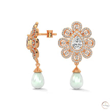 1.70 CT. Diamond & Pearl Teardrop Earrings