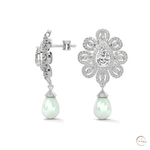 1.70 CT. Diamond & Pearl Teardrop Earrings