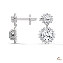 1.75 CT. Double Halo Diamond Drop Earrings