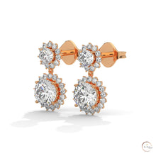 1.75 CT. Double Halo Diamond Drop Earrings