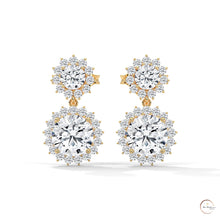 1.75 CT. Double Halo Diamond Drop Earrings