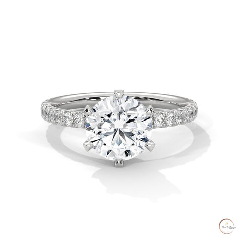 2.25 Ct. Six-Prong Pavé Lab Diamond Ring