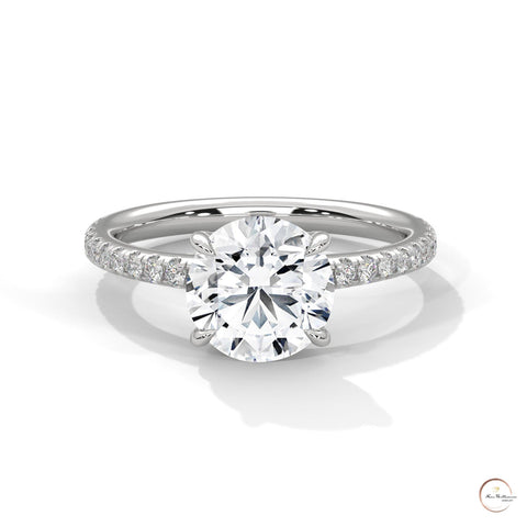 2.30 Ct. Round Pavé Solitaire Engagement Ring