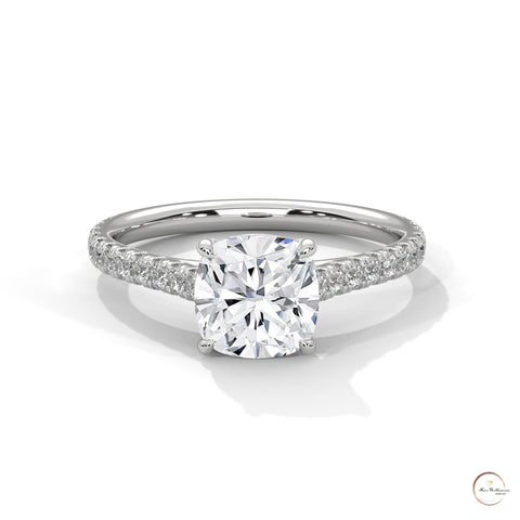 2.40 Ct. Cushion Pavé Solitaire Engagement Ring