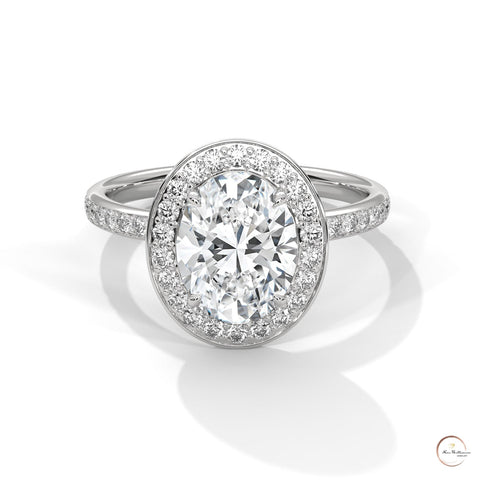 2.50 Ct. Oval Halo Lab Diamond Engagement Ring