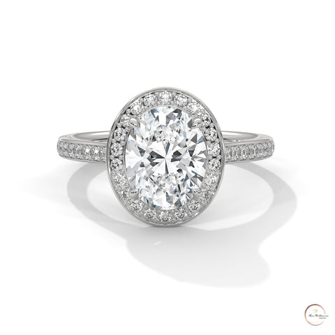 2.50 Ct. Oval Halo Lab Diamond Engagement Ring