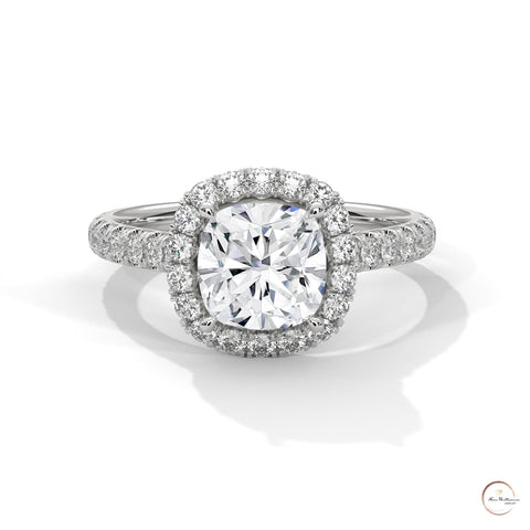 2.60 Ct. Cushion Halo Lab Diamond Engagement Ring