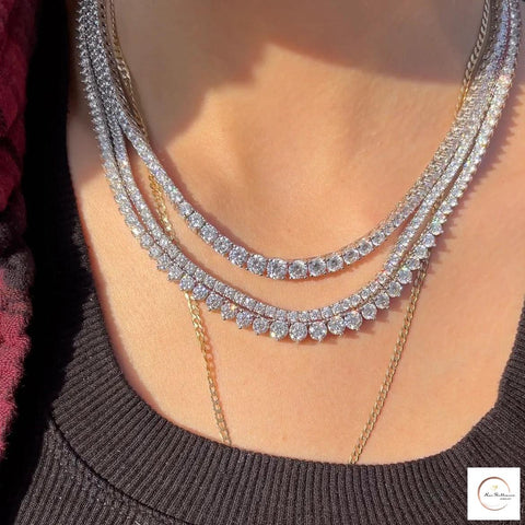 3-Prong graduated tennis necklace in 18 Inch