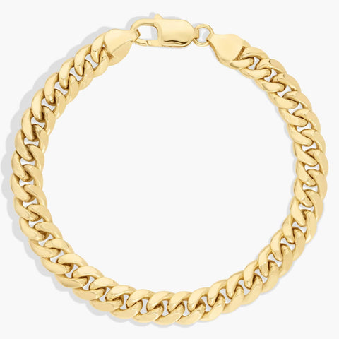 Men’s 14K Yellow Gold Cuban Link Bracelet with Polished Finish

