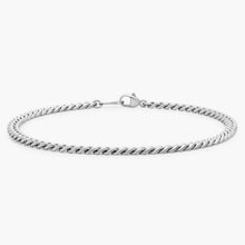 14K Gold Curb Chain Bracelet for Men in White Gold Finish with Lobster Clasp