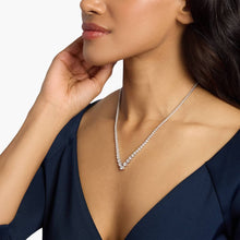 14K White Gold Chevron Lab Diamond 18 inch Eternity Necklace