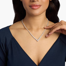 14K White Gold Chevron Lab Diamond 18 inch Eternity Necklace