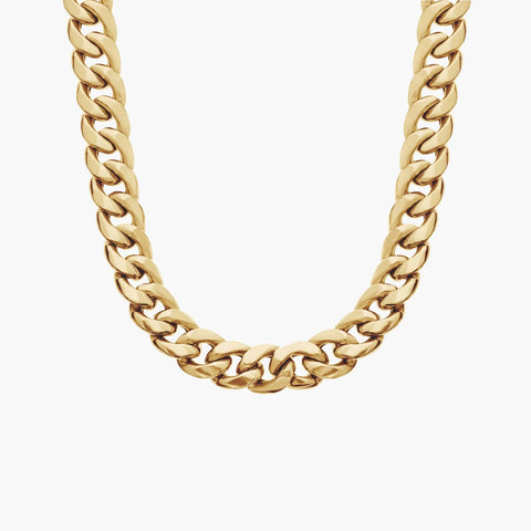 14K Yellow and White Gold Cuban Link Chain Necklace for Men – Solid, High Polish, Luxury Jewelry