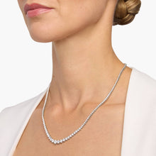14K White Gold Graduated Lab Diamond Eternity Necklace 16 Inch