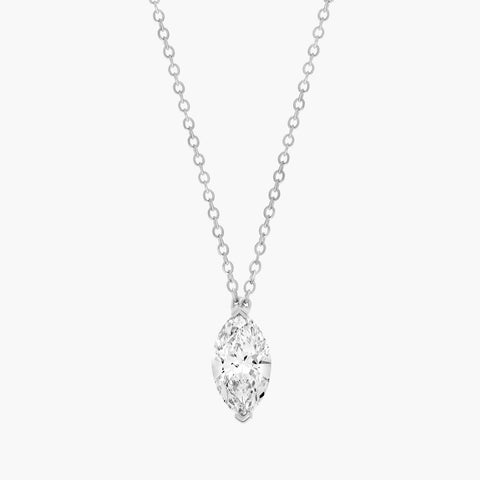 14K gold marquise-cut lab diamond pendant necklace with chain