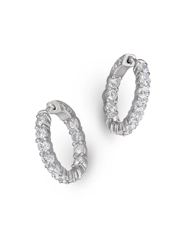 Luxury 14K gold diamond hoop earrings featuring lab-grown diamonds in a pavé setting. Available in Yellow Gold, White Gold, and Rose Gold.
