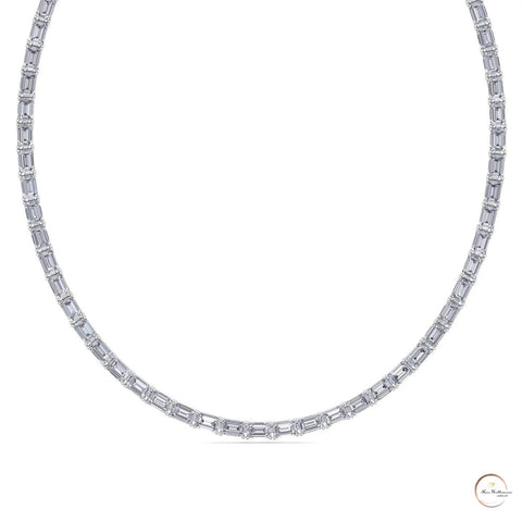 East West Emerald-Cut Lab Diamond Tennis Necklace