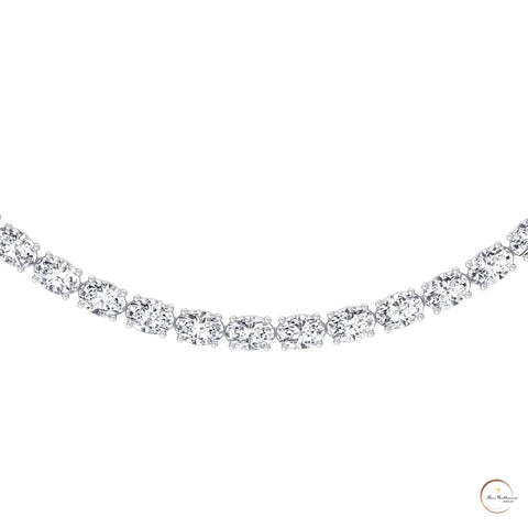 East-West Oval Diamond Tennis Necklace