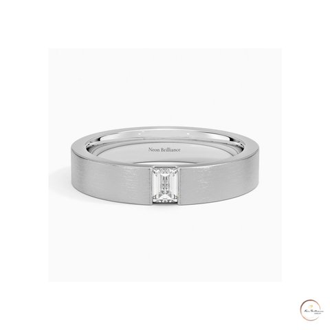 Emerald-Cut Lab Diamond Men's Wedding Band