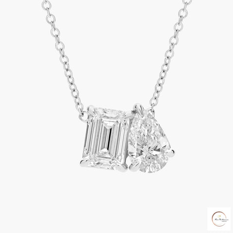 Emerald & Pear Lab Diamond Pendant