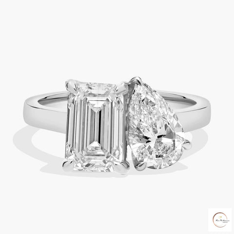 Emerald & Pear Lab Diamond Ring