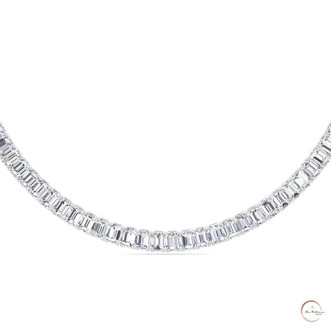 North South Emerald-Cut Lab Diamond Tennis Necklace