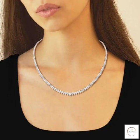 North South Pear-Cut Diamond Tennis Necklace