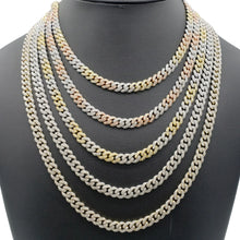 14K Tri-Color Lab Diamond Miami Cuban Chain