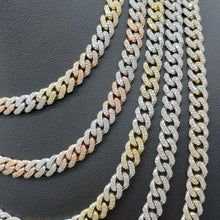 14K Tri-Color Lab Diamond Miami Cuban Chain