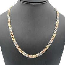 14K Tri-Color Lab Diamond Miami Cuban Chain