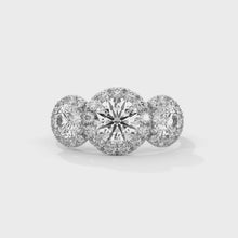 2.55 Ct. Three-Stone Halo Lab Diamond Ring