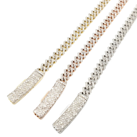 14K Gold Miami Cuban Link Chain with Lab-Grown Diamonds in Yellow, White, and Rose Gold – 6.5mm Iced-Out Hip-Hop Style Chain

